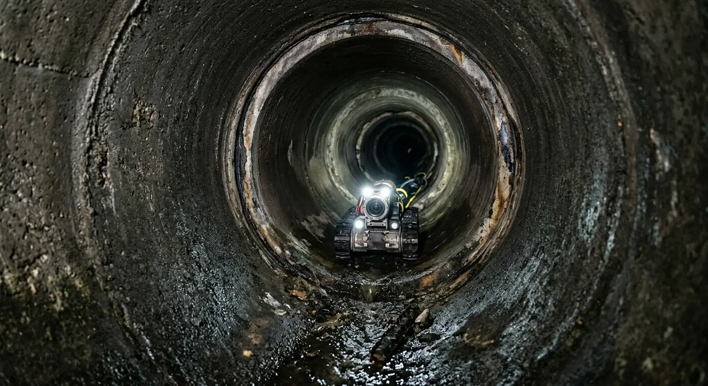 Robotic sewer camera inspecting pipe interior for Drain Snake Service in Chattanooga